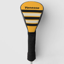Retro Bumblebee Buzz Across Striping with Name Golf Headcover