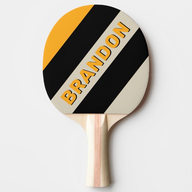 Retro Bumblebee Buzz Bold Streifen mit Name Tischtennis Schläger (Vorderseite)