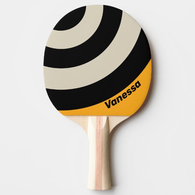 Retro Bumblebee Buzz Circle Stripe with Name Tischtennis Schläger (Vorderseite)