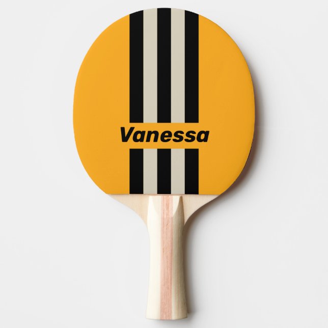 Retro Bumblebee Buzz Pin Stripes with Name Tischtennis Schläger (Vorderseite)