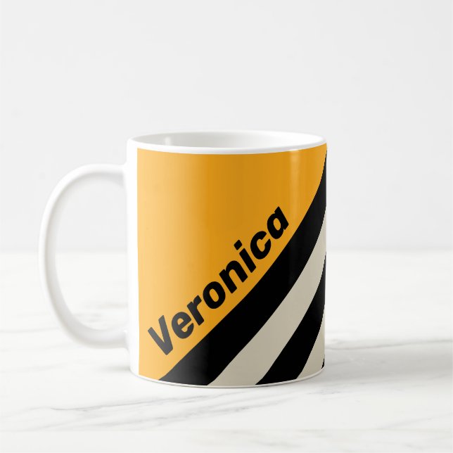 Retro Bumblebee Buzz Stripes with Name Kaffeetasse (Links)