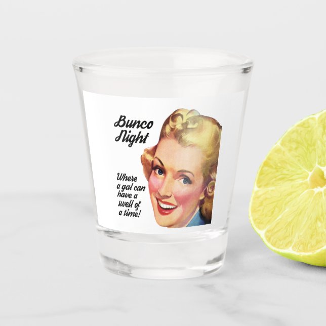 Retro Bunco Spieler-Schwellen einer Zeit Schnapsglas (Vorderseite)