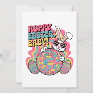 Retro Bunny Hoppy Oaster Feiertagskarte