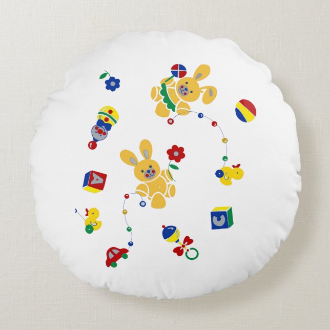 Retro Bunny Round Kissen (Vorderseite)