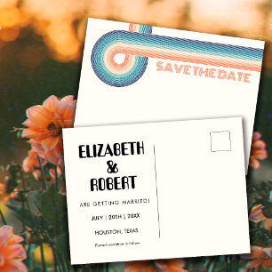 Retro Bunte 70er-Themen-Hochzeit Save The Postkarte