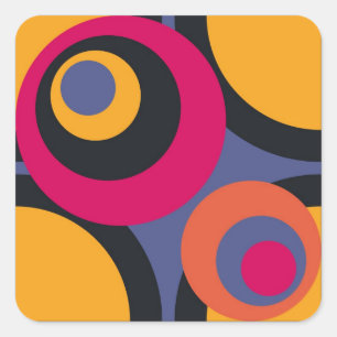 Retro bunte abstrakte Kunst Quadratischer Aufkleber