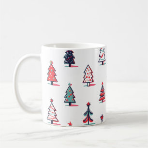 Retro-bunte fröhliche Weihnachtsbäume Kaffeetasse