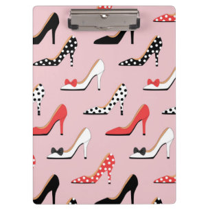 Retro bunte Girly Absatz-Pumpe beschuht Muster Klemmbrett