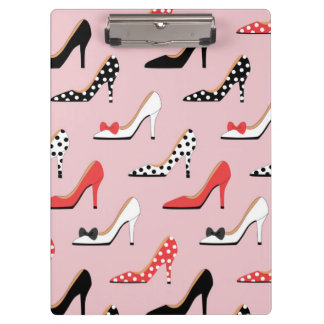 Retro bunte Girly Absatz-Pumpe beschuht Muster Klemmbrett