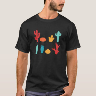 Retro Bunte Kaktuspflanzen Gärtnerei Sukkulente T-Shirt