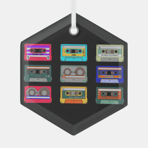 Retro-bunte Kassetten 80er Nostalgie Ornament Aus Glas