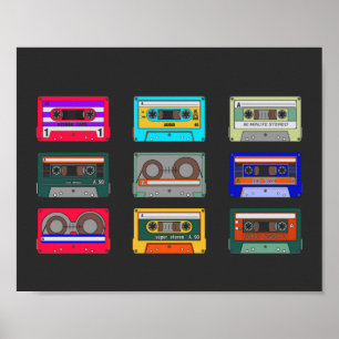 Retro-bunte Kassetten 80er Nostalgie Poster