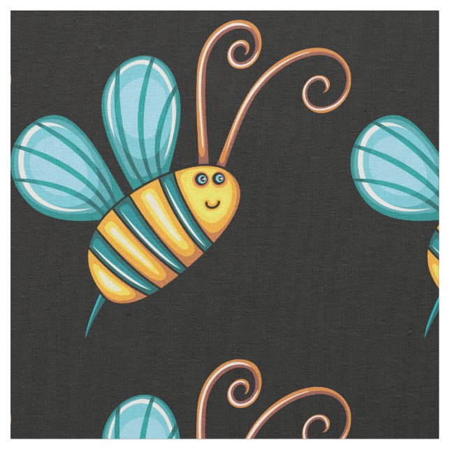 Retro bunte schöne Boho Hummel-Biene Stoff (Nahaufnahme)