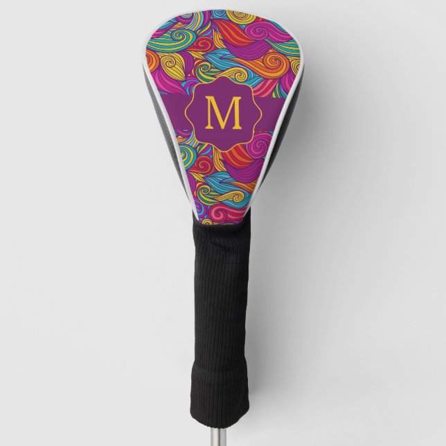Retro bunter Juwel-Ton-Wirbles Wellen-Muster Golf Headcover (Vorderseite)