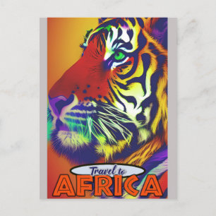 Retro Bunter Tiger Reise Afrika Postkarte