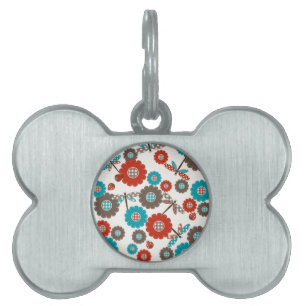 Retro buntes Blumen-Libellen-Muster Tiermarke