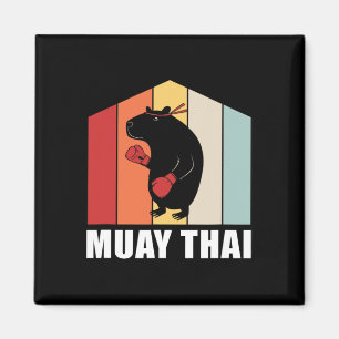 Retro Buntes Tier Wortspiel Kickboxen Capyra Muay Magnet