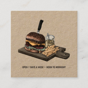 Retro Burger Kraft Geschäftskarte Quadratische Visitenkarte