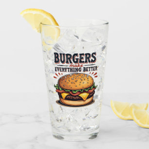 Retro Burger Lover Vintage Typografie Glas