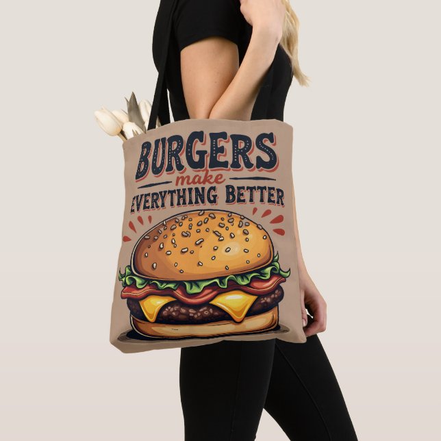 Retro Burger Lover Vintage Typografie Tasche (Von Nahem)