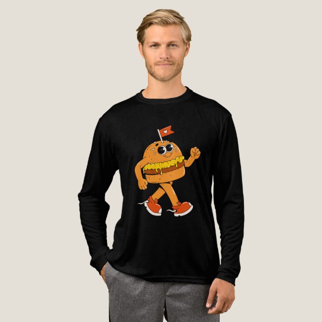 Retro Burger Tri-Blend Shirt (Volle Vorderseite)