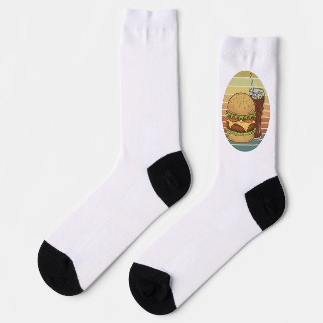 Retro-Burger und Cola. Socken (Linkes Detail)
