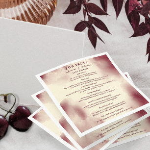 Retro Burgund Elegante Elfenbein Hochzeit Fakten Serviette