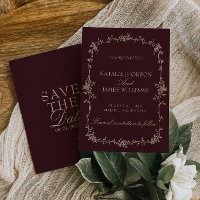 Retro Burgund Tamarinde Floral Old Money Hochzeit