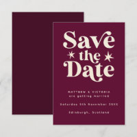 Retro Burgundy Boho Einfache Save the Date-Karte