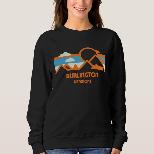 Retro Burlington Vermont Mountain Range Sunset Sweatshirt (Vorderseite)