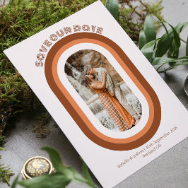 Retro Burnt Orange Arch Foto Rette unser Datum Einladung