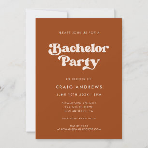 Retro Burnt Orange Bachelor Party Einladung