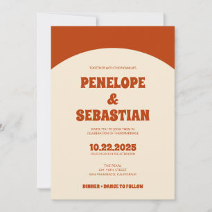 Retro Burnt Orange Terracotta Groovy Bold Wedding Einladung