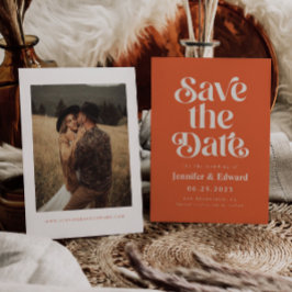 Retro Burnt Orange Wedding speichern das Datum Save The Date