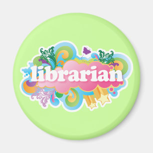 Retro Burst farbiges Librarian-Geschenk Magnet