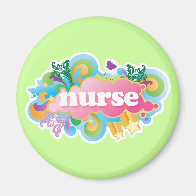 Retro Burst NURSE-Geschenk Magnet (Vorne)