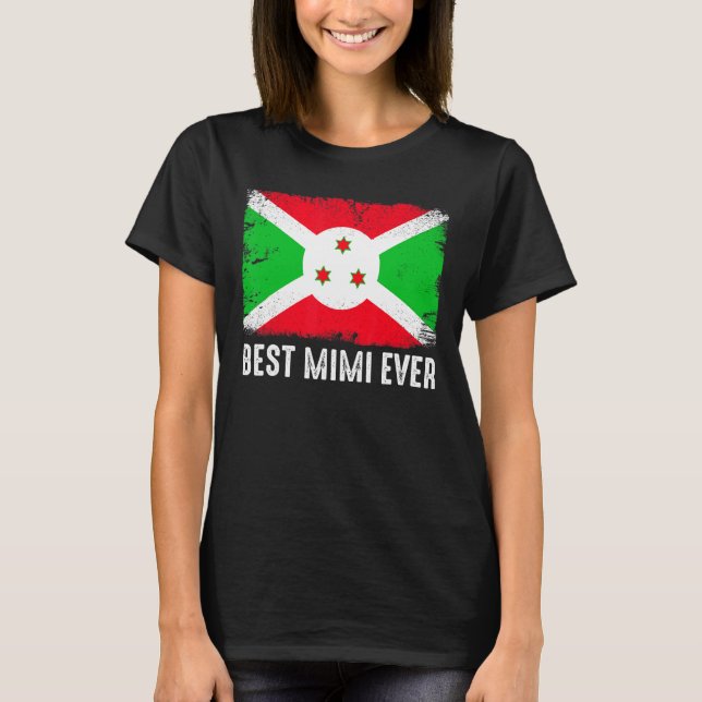 Retro Burundi Flag Bester Mimi-Muttertag T-Shirt (Vorderseite)