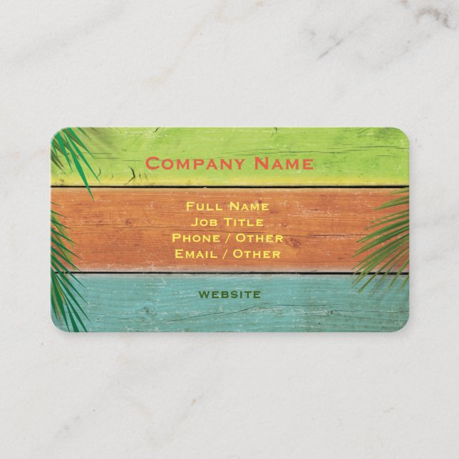 Retro Business Card mit Palm Blätter Visitenkarte (Vorderseite)