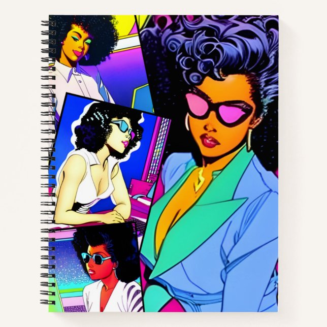 Retro Business Frauen Comic Buchkunst Notizbuch (Vorderseite)
