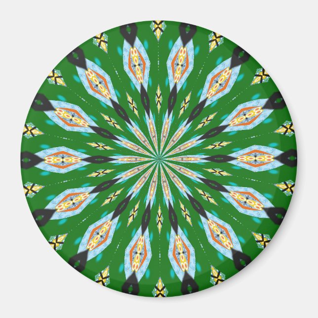 Retro Butterfets Spring Green Kaleidoscope Magnet (Vorne)