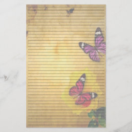 Retro-Butterfliegen Lined Stationery Paper Briefpapier