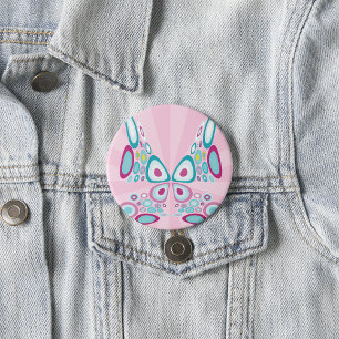 Retro Butterfly Abstrakter Pop Kunst Button