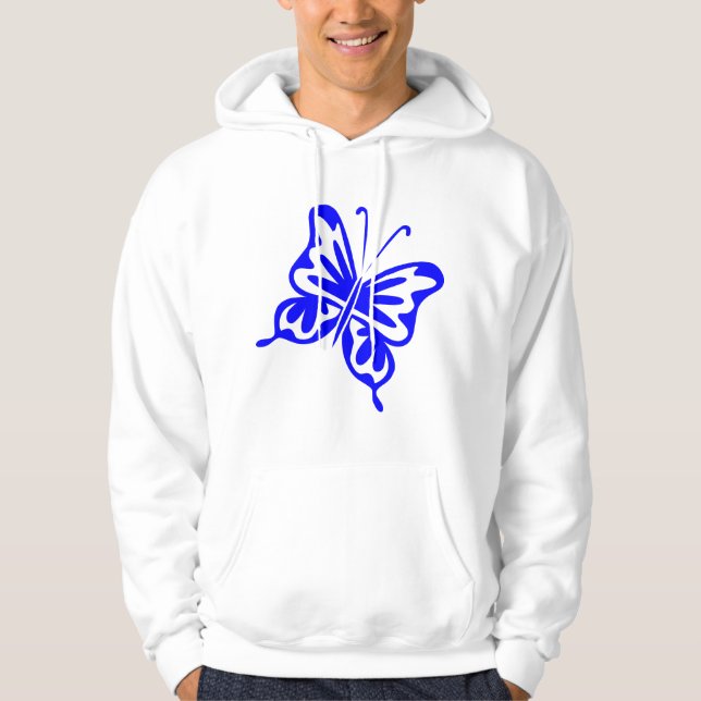 Retro Butterfly - blau Hoodie (Vorderseite)
