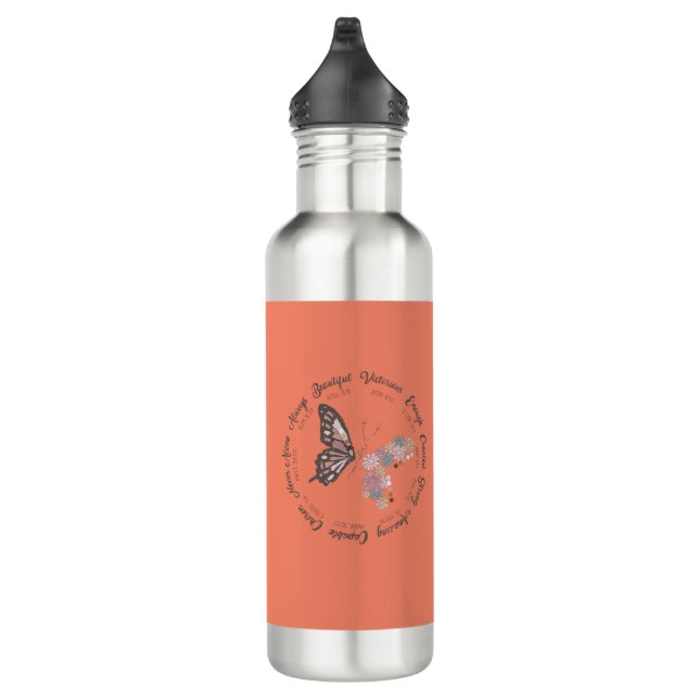 Retro Butterfly Christlich Quotes Design Edelstahlflasche (Rechts)