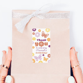 Retro Butterfly Geburtstag Danke Adressaufkleber