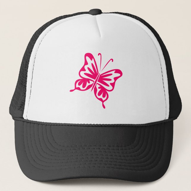 Retro Butterfly - Neon Red Truckerkappe (Vorderseite)