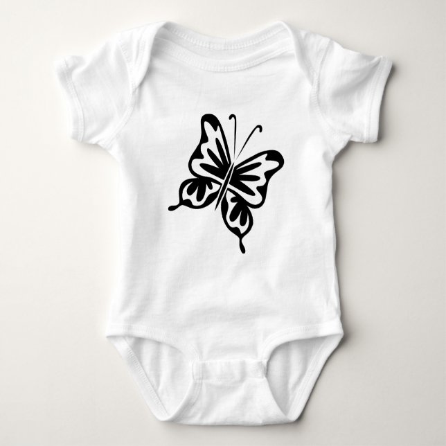 Retro Butterfly - Schwarz Baby Strampler (Vorderseite)