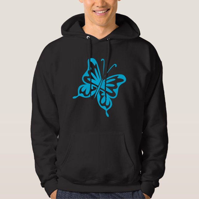 Retro Butterfly - Sky Blue Hoodie (Vorderseite)