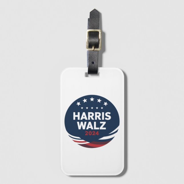 Retro Button Election for Democrats Harris Waltz Gepäckanhänger (Vorderseite Vertikal)