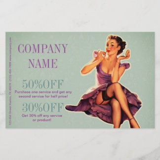 Retro Button up Girl Hair Makeup Artist Cosmetolog Flyer